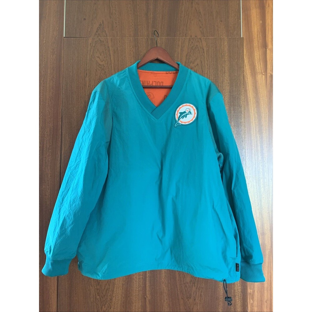 New Miami Phins Windbreaker Teal Orange Reversible Large NWT
